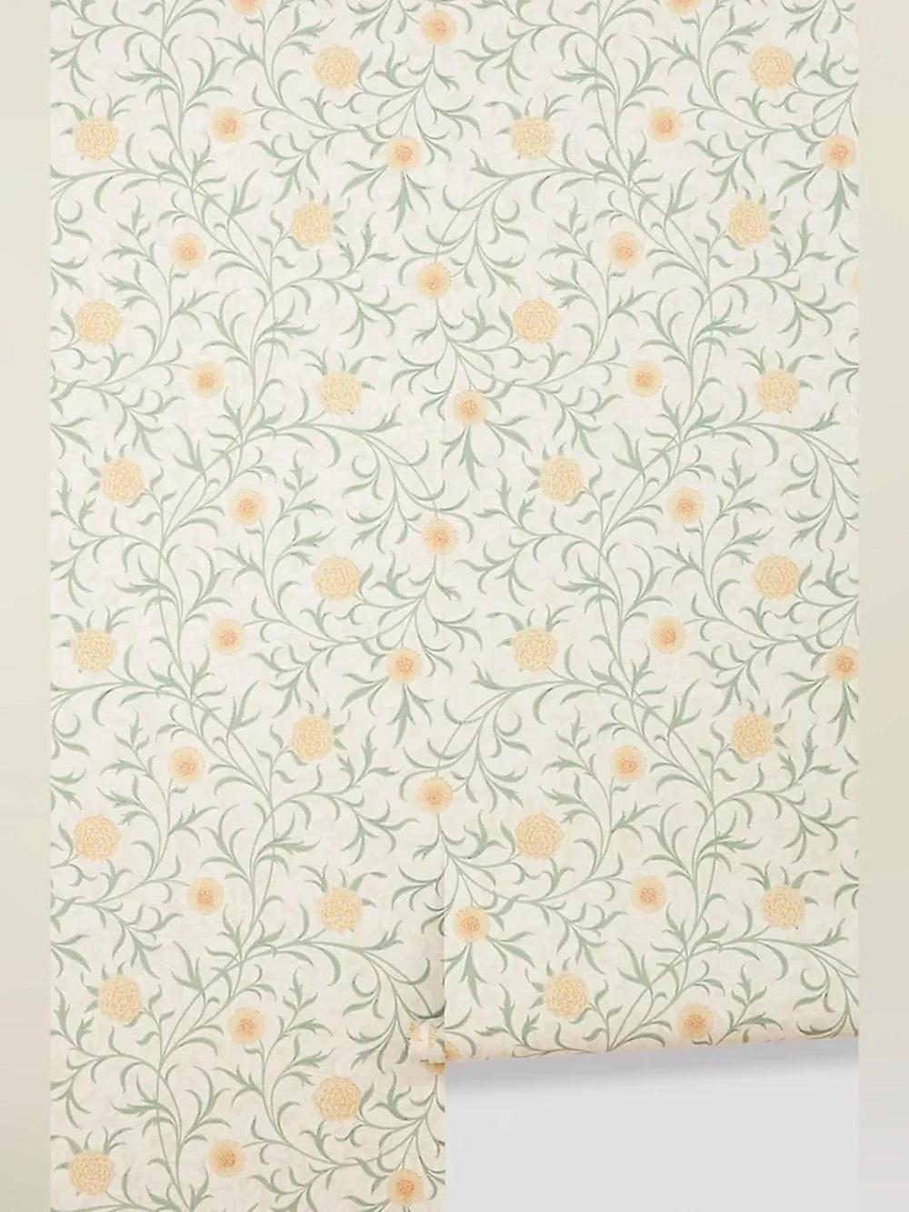 New Anthropologie Morris & Co. Scroll Leaves & Trees Thyme Pear Wallpaper